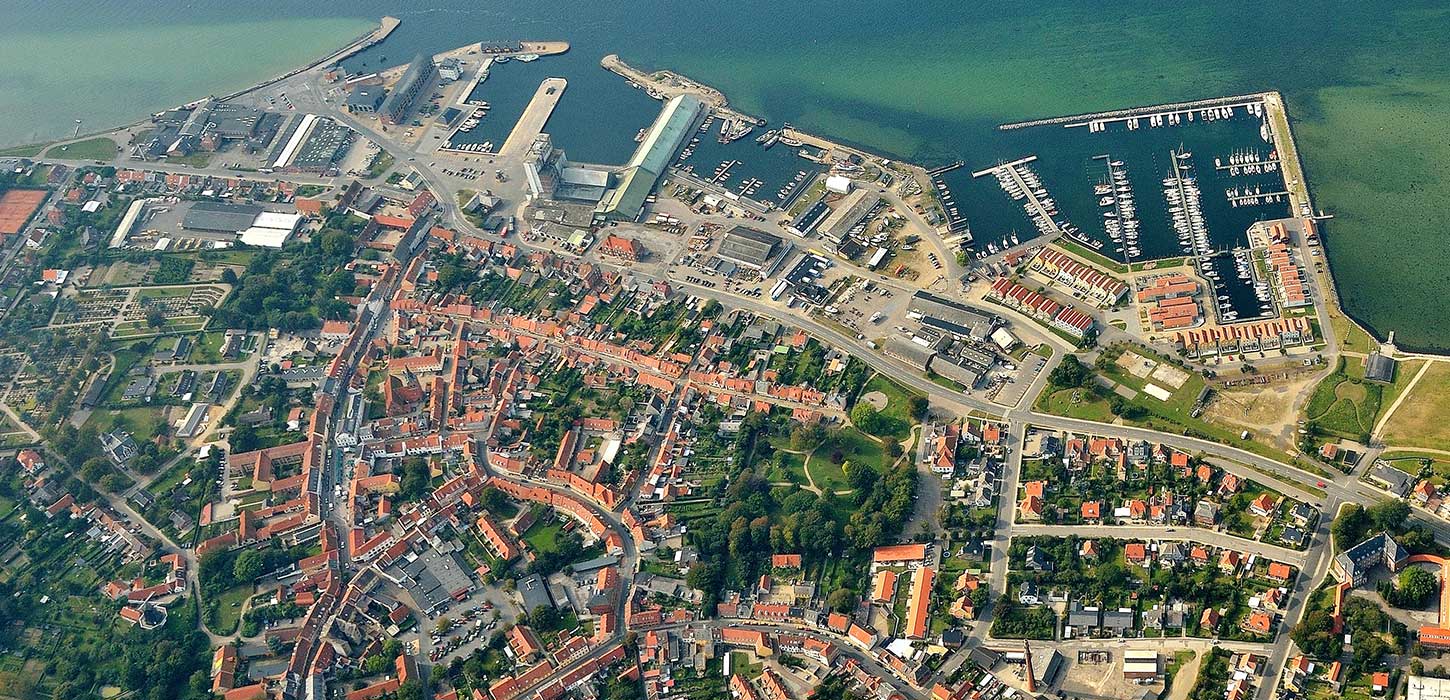 Købstanden Rudkøbing fotograferet fra luften