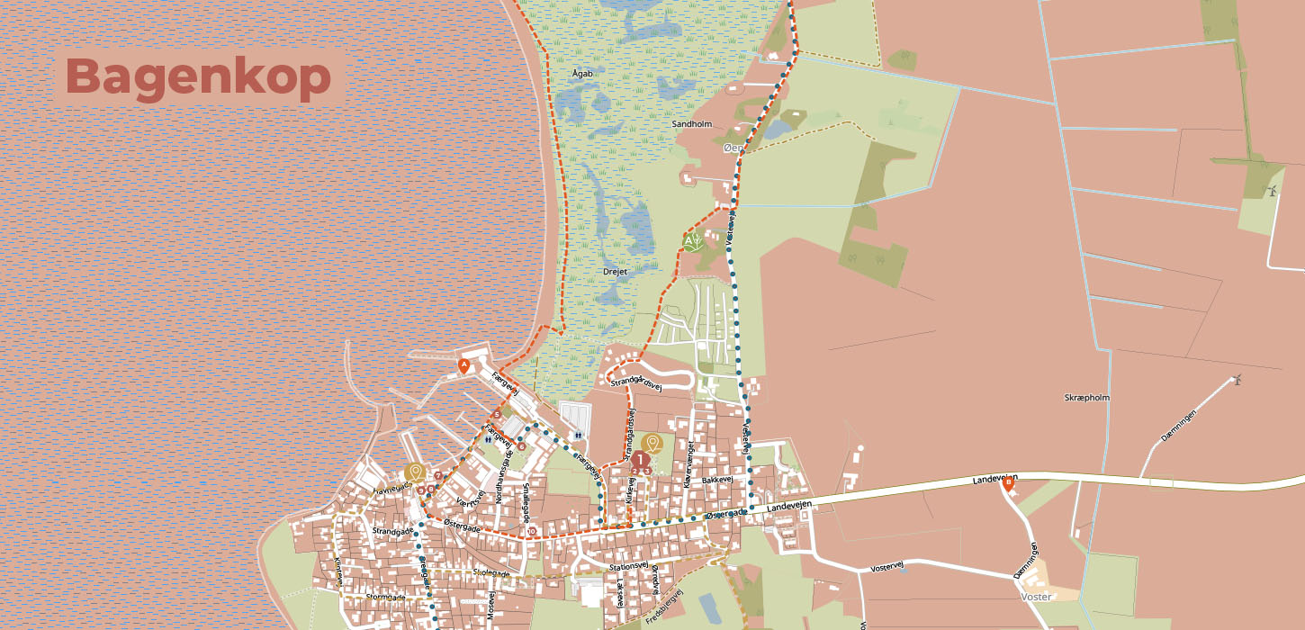 Kort over Bagenkop Kunstruten
